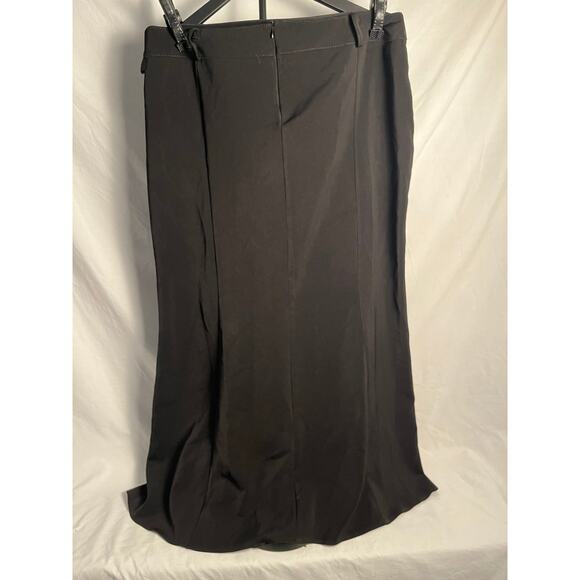 Rosado Black Long Maxi Skirt Size 46 Elegant Satin Trim Formal Wear - Picture 2 of 5